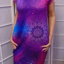 Šaty s kapsami - fialové mandaly (bavlna)
