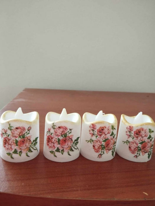 Led svíčky dekorované  sada 4 kusů různé motivy